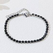 1pc Minimalist Luxury Colorful Super Shiny Single Row Full Rhinestone Stainless Steel Tennis Bracelet Suitable For Women - Tennis Bracelet - View 8