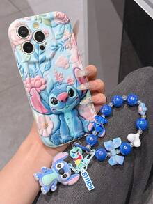 Disney Has Authorized, Phone Case - Chain Set, The Stitch Lilo & Stitch 3D Phone Case Plus A Silicone 3D Stitch Bracelet With Metallic Ring Removable Bracelet, Stitch And Angel Pattern, Compatible With Iphone17/16/15/14/13/12/11/XS/XR/X Plus Pro Max, A Stylish Cartoon Phone Case, The Perfect Gift Choice, Phone Protection, Durable Phone Cover, Great Gift For Friends And Family. - trắng - Xem 4