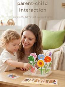 Kids Fun Flower Matching & Plug-In Puzzle, Early Learning 3D Toy, Shape Matching Game For Hand-Eye Coordination Training - Multicolor - View 6