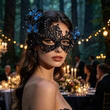 Halloween Rhinestone Butterfly Mask - Sparkling Butterfly Shape With Bright Rhinestone Embellishments, For Masquerade, Cosplay Dress Up - 黑色 - 查看 4