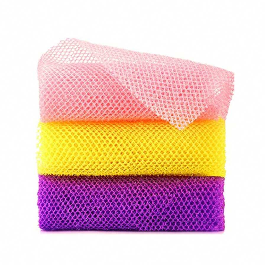 1pc African Exfoliating Bath Net, Nylon Material, Suitable For Daily Skin Smoothing And Exfoliation, Bath Accessories, Exfoliating Scrub - Multicolor - View 1