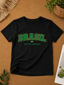 T-Shirt/Blouse For The Brazilian National Team, Brazil World Cup, All Sizes, Family, Patriotic, , Soccer, Unisex, Exclusive BrazilCore - 黑色 - 巴西 RJ - 查看 2