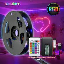 5V Indoor LED Light Strip, Length 3.28ft To 131.23ft, Multiple Specifications Cuttable, RGB Color Changing LED Light Strip With 24-Key Remote Control, Easy Adhesive Suitable For Room, Home, Kitchen, Cabinet Decoration, Party And Other Occasions - Multicolor - View 3