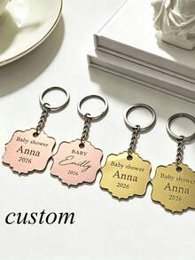 Gold Mirror Acrylic Personalized Name Baptism Favor Tags Keychain, Gold Acrylic, Chocolate Favor, Mirror Label, Luxury Cross Favor, "Mi " Label, Personalized Gift Label - Multicolor - View 3