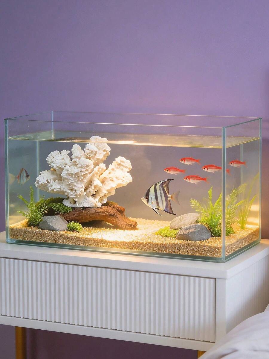 Artificial Coral Aquarium Decor, White Coral Sculpture For Fish Tank, Underwater World Coral Decoration, Suitable For Aquarium, Reptile Habitat, Great For Freshwater & Saltwater Fish Tank, Home & Office Desk Aquarium Accessories,Room Decor, Home Decor - New Model - View 1