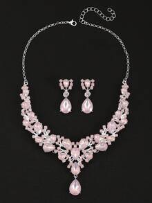 2pcs/Set Necklace And Earrings Teardrop Design White AN082 - Protein Powder - View 4