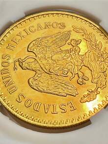 1921 墨西哥天使 50 比索金色紀念幣 1821-1921 浮雕工藝收藏品，居家創意裝飾、收藏幣、挑戰幣、派對活動聚會禮物、遊戲道具、裝飾品，銅合金材質，無盒裝 - 金色 - 查看 2