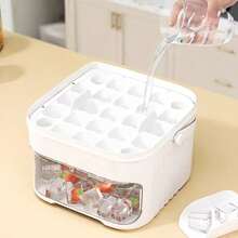 1 pieza Molde de bandeja de cubitos de hielo tipo presión, fabricador de bolas de hielo, caja de almacenamiento de hielo de gran capacidad para refrigerador del hogar - Multicolor - Ver 9