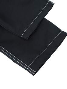 1pc Men's Multi-Pocket Cargo Long Pants, Spring/Autumn/Summer Beach Vacation Sand Pants, Casual Commute Sports Training Running Outdoor Hiking Loose Fit Fashion Jogging Fitness Workout Versatile Straight Leg Streetwear Pants - Black - View 8