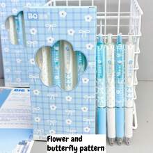 4/1pcs Blue Bowknot Flower Ballpoint Pen Set, Bowknot Design, 0.5mm Fine Tip, Quick-Dry Black Ink, Smooth Writing, Exquisite Aesthetic Style, Suitable For Notes, Diaries, Daily Writing And Back To School Supplies - Blue Bow - View 3