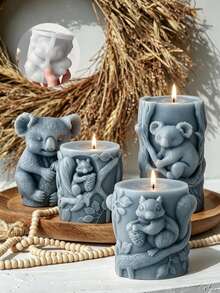 (Koala & Squirrel) New 3D Stereoscopic Animal Candle Mold Set, Includes Adorable Koala Hugging Branch And Squirrel Eating Pine Cone Designs, Made Of Soft Silicone For Easy Demolding, Ideal Tool For DIY Handmade Scented Candles, Gypsum, Resin Crafts - Koala & Squirrel - View 4