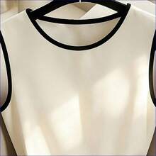 Vestido decorativo de bloque de color negro y blanco de diseño de nicho de alta gama francés, versátil y sexy para mujeres, vestido de fiesta elegante, atuendo de resort para mujeres, atuendo del Día de San Valentín para mujeres, vestido blanco y negro para mujeres, vestido de primavera/verano, atuendo de playa, vestido de bloque de color para mujeres - Blanco y Negro - Ver 6