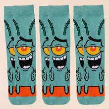 SpongeBob SquarePants 1Pair Random SquarePants Cartoon Crew Socks, For Streetwear & Casual Looks, Cute For School Uniform & Daily Wear - Multicolor - View 6