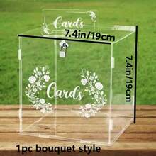 1 Set Transparent Acrylic Card Holder With Slots And Lock, DIY Large Wedding Card Storage Box Suitable For Wedding Reception, Elegant Party, Wedding, Birthday, Baby Shower, Graduation Ceremony And Other Occasions To Decorate Money Envelopes And Gift Cards - one-size - View 2