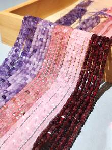 Natural Faceted Cube Garnet Quartz Amethyst Stone Square Spacer Beads For Jewelry Making Diy Bracelet 3x3mm - Multicolor - View 12