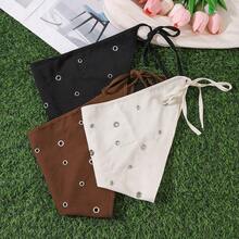 1pc New Hollow Round Hole Triangle Hair Band, Travel Vacation Style Hair Accessory Triangle Scarf, Spring Summer Thin Fashionable Hair Tie - Multicolor - View 3