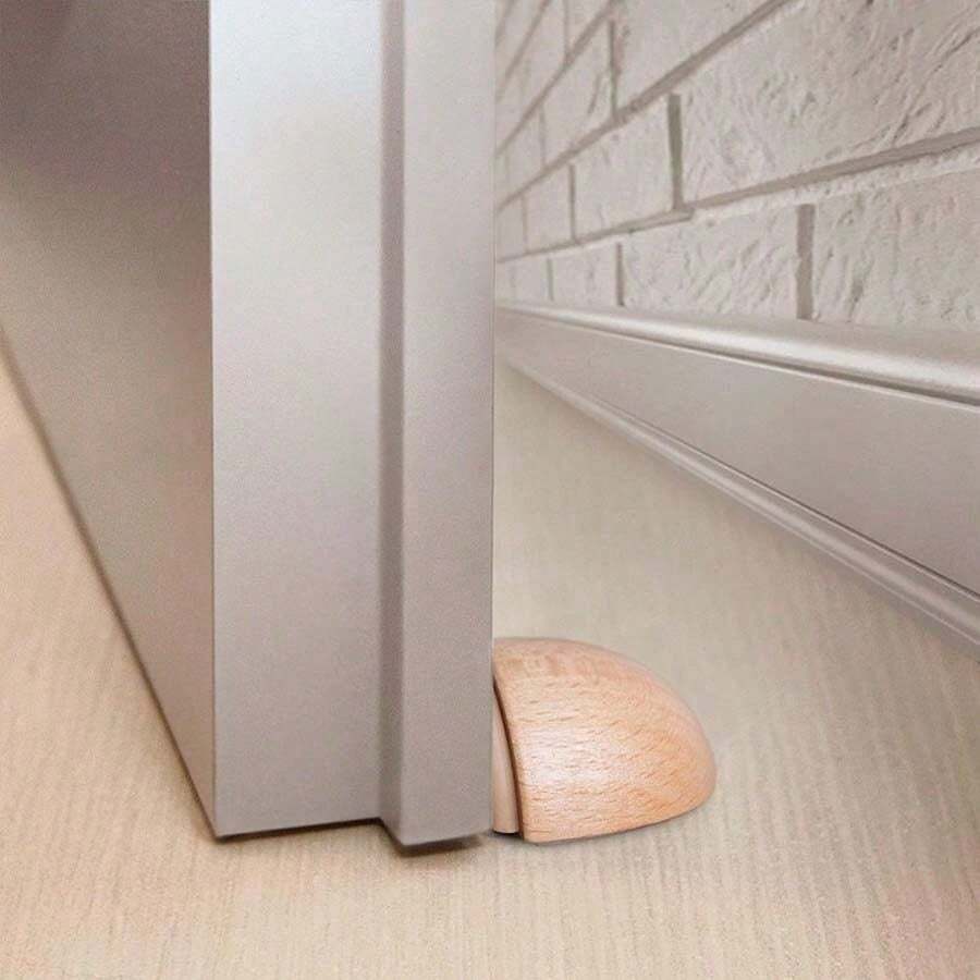 Round Creative Design Silent Wooden Door Stopper - For Safety And Home Decor, Birthday/Graduation Gift