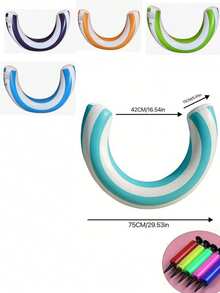 2pcs/1 pieza Flotador inflable en forma de U semicircular con diseño de caramelo, material impermeable, diseño a rayas, a prueba de fugas, inflado rápido, adecuado para ocio en la piscina, fiesta en la piscina, entretenimiento en la playa, perfecto para diversión de verano, fiesta en la piscina, diversión en la playa - A - Ver 11