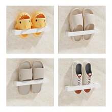 No Punching Wall-Mounted Bathroom Shelf, Plastic Storage Rack For Slippers Shoes Towel And More, Multi-Functional Storage Organizer, Waterproof&Moisture Proof Towel Holder Hanger, Shoes Rack,Space-Saving Easy Installation Shoes Organizer - Multicolor - View 10