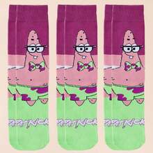 SpongeBob SquarePants 1 đôi tất cổ ngắn họa tiết hoạt hình SquarePants ngẫu nhiên, phong cách streetwear và thường ngày, dễ thương cho đồng phục học sinh và mặc hằng ngày - Nhiều màu - Xem 10