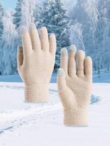 1雙柔軟雪尼爾針織觸控全指手套，適用於青少年（12-16歲）- 青少年男孩與女孩冬季保暖手套，寒冷天氣戶外日常手套 - 1Pair - 查看 6