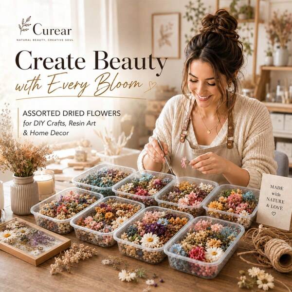 4-Pack Real Dried Flowers Assortment For Resin & Crafts – Random Curated Floral Surprise Box (Styles & Colors Vary)