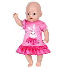 Vestido de muñeca para niños de 16-18 pulgadas con estampado de conejo, estilo volantes rosa, atuendo divertido para disfrazarse, idea de regalo de cumpleaños para niños, juguete divertido para niños (muñeca no incluida) - Multicolor - Ver 5