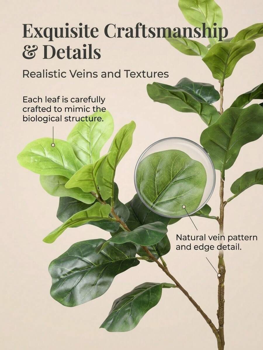 VPY 1/2pcs Artificial Living Room Greenery With Large Artificial Leaf Design And Minimalist Ceramic Pot, Suitable For Modern Minimalist Home Decor, Creating A Fresh And Natural Home Atmosphere, Adding Vitality And Energy To The Living Room, Mother's Day Gift, Random Style Shipped - Multicolor - View 1