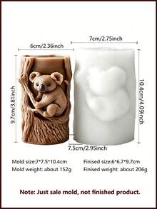 (Koala & Squirrel) New 3D Stereoscopic Animal Candle Mold Set, Includes Adorable Koala Hugging Branch And Squirrel Eating Pine Cone Designs, Made Of Soft Silicone For Easy Demolding, Ideal Tool For DIY Handmade Scented Candles, Gypsum, Resin Crafts - Koala & Squirrel - View 11