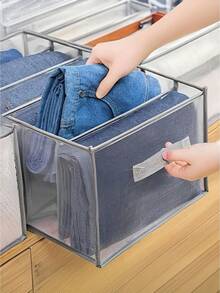 Clear Divided Drawer Organizer Bins, Foldable Fabric Closet Storage Boxes With Handle For Clothes Underwear Socks, Perfect For Wardrobe Drawer Bedroom & Home Clothing Organization - Multicolor - View 5