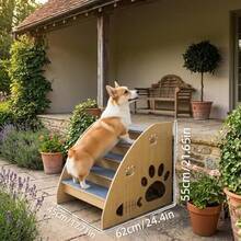 A Small Pet Staircase Specially Designed For Beds Or Sofas, Featuring A Non-Slip 2 To 5 Step Structure, Equipped With Thick Guardrails And Ramps. The Height Is 15 Inches, Making It Suitable For Small And Medium-Sized Dogs, Cats, And Elderly Pets. Pet Staircase / Dog Staircase / Dog Ramp (Not Suitable For Medium-Sized Or Large Cats Or Dogs). - Camel - View 9