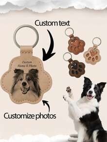 Personalized Pet Hair Memorial Keychain, Customized Pet Hair Collection Keychain, Paw Print Pet Hair Keychain, Cute Dog & Cat Design, Portable Pet Owner Keychain - Christmas, Halloween, Pet Accessories, Innovative PU Hair Storage Pouch - Multicolor - View 3