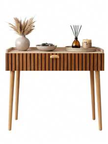 Sideboard With 1 Door, Wooden Legs, Classic New Retro Style, 90 Cm. Immediate Shipping. - Rust Brown - View 5