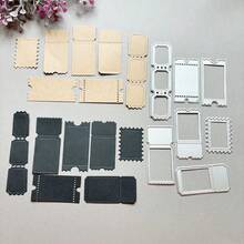 1 Set Cetakan Pemotong Perangko Vintage, Seri Retro, Templat Stiker Label, Cetakan Kertas Kerajinan Embossing, Cetakan Pemotong Kreatif, Cetakan Kertas Embossing untuk Kartu, Album, Kerajinan, Scrapbooking DIY, Pembuatan Hadiah Buatan Tangan - perangko - View 4