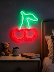 1pc Cherry Shaped LED Neon Light, With Hook For Wall Hanging, USB & Battery Powered, Suitable For Kids Room, Bedroom, Wall, Party, Dorm, Wedding Decor, Friend Birthday Gift - White Housing - View 12