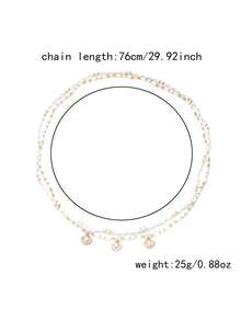 2pcs/Set Cadena de Cintura Estilo Simia con Piedra Triturada de Concha, Cuentas de Semilla, Perlas, Estrella de Mar y Caracol - Multicolor - Ver 5