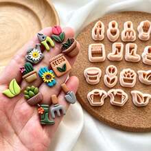 Spring Garden Polymer Clay Sculpting Tools, Garden Series Earring Making Tool Set, Clay Jewelry Making Tools For Handmade Earrings And Necklaces, Suitable For Pottery And Crafting - Apricot - View 1