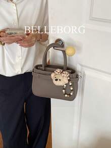 Casual Colorblock Textured Versatile Commuter Retro Canvas Strap Buckle Women's Small Square Handbag - Grey - View 6