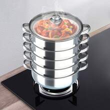 5-Tier Stainless Steel Steamer For Cooking, 30cm Steamer With Lid For Cooking Vegetables, Seafood, Soups, Stews, And Pasta - 查看 6