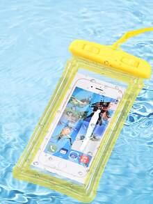 1pc Outdoor Waterproof Phone Pouch, Sealed Touchscreen Inflatable Waterproof Phone Case, Floating Swimming Neck Hanging Waterproof Bag - Multicolor - View 1