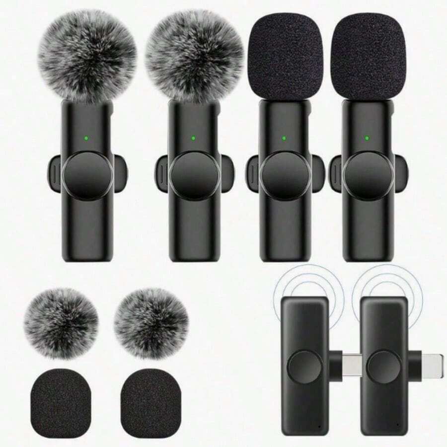 2.4G Wireless Clip-On Microphone Type-C Interface Plug And Play Ultra Low Latency Built-In Noise Reduction Chip Suitable For Video Recording Interview Podcast Vlog 50mAh Rechargeable Battery