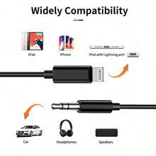 3.3 英尺/100 厘米黑/银 AUX 线缆，USB-C/Lightning 转 3.5 毫米音频线，兼容 14 13 12 11 Pro Max Plus，转换适配器耳机延长线 - 彩色 - 查看 11