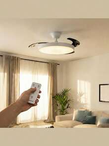 Ventilateur de plafond Cecotec avec lumière LED, 30W, moteur -DC- - Aspas rétractables EnergySilence Aero 300 Air Invisible. Ajustez la lumière avec 3 niveaux. Contrôlez à distance avec télécommande. 6 vitesses pour un flux d'air optimal. Design élégant et moderne pour une maison confortable et bien éclairée. - Multicolore - Voir 8