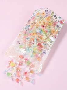 10入/25入花卉印花派對禮品袋，春季野花與蜻蜓圖案零食收納袋，附提把塑膠拉鍊糖果袋，適用生日、婚禮派對伴手禮 - 春天野花糖果袋 - 查看 9