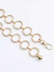 1pc Punk Rock Metal Double Ring Waist Chain, Vintage Versatile Body Chain (Random Quantity Of Rings) - Gold - View 5