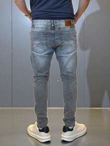 Men's Slim Fit Premium Denim Jeans With Elastane Lycra - 灰色產業 - 查看 3