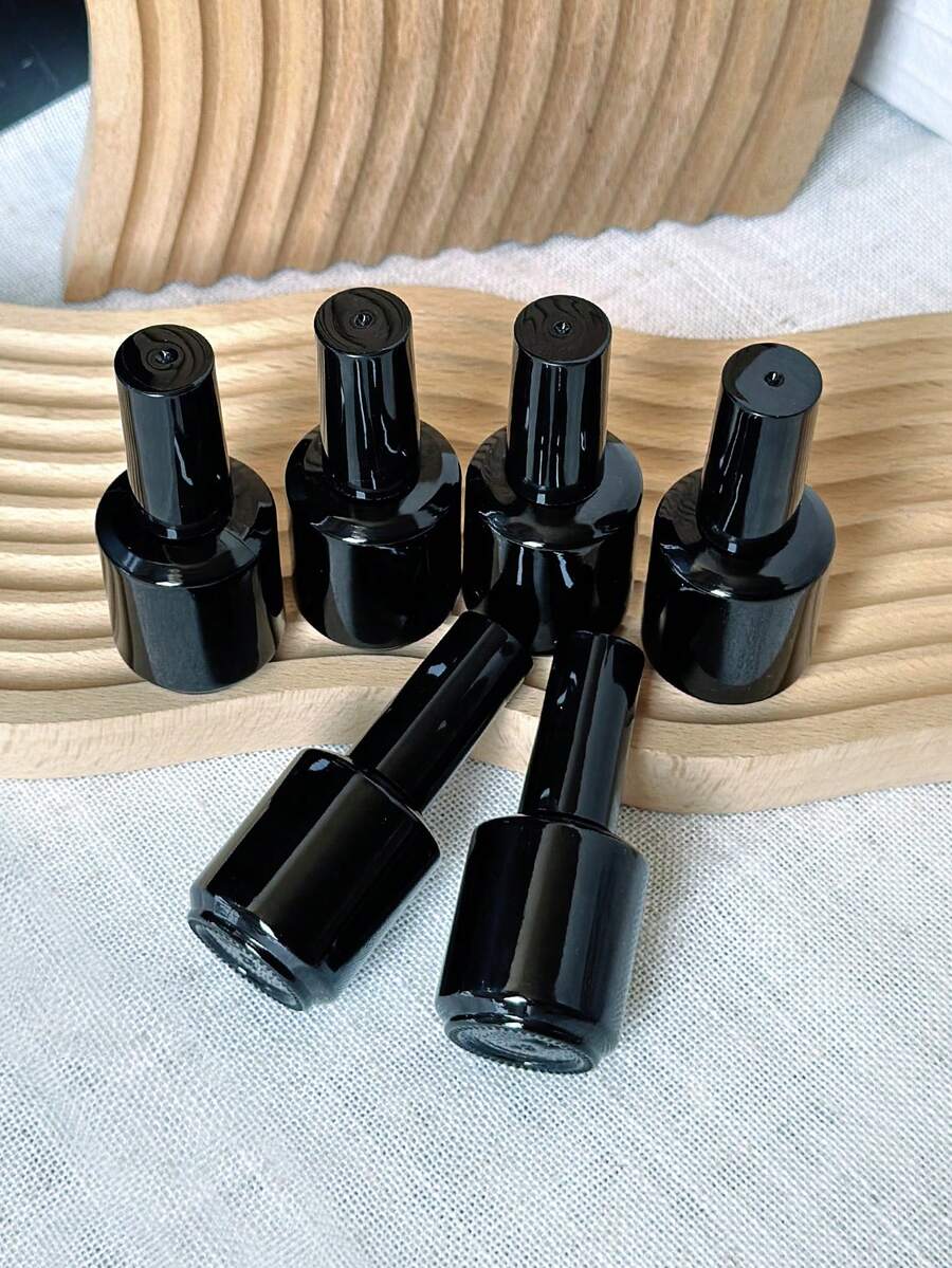1pc Glass Refillable Nail Polish Bottle, High-End Small Black Bottle Capacity Approx. 15ml - Black - View 1