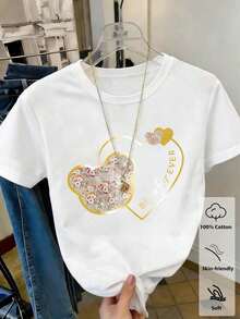 NewSummerCasualWomen's Casual Short Sleeve Crew Neck Cotton T-Shirt With Dandelion And Butterfly Print - Vintage Street Style Unisex Loose Cotton Short Sleeve Crew Neck - 白色 2 - 查看 1