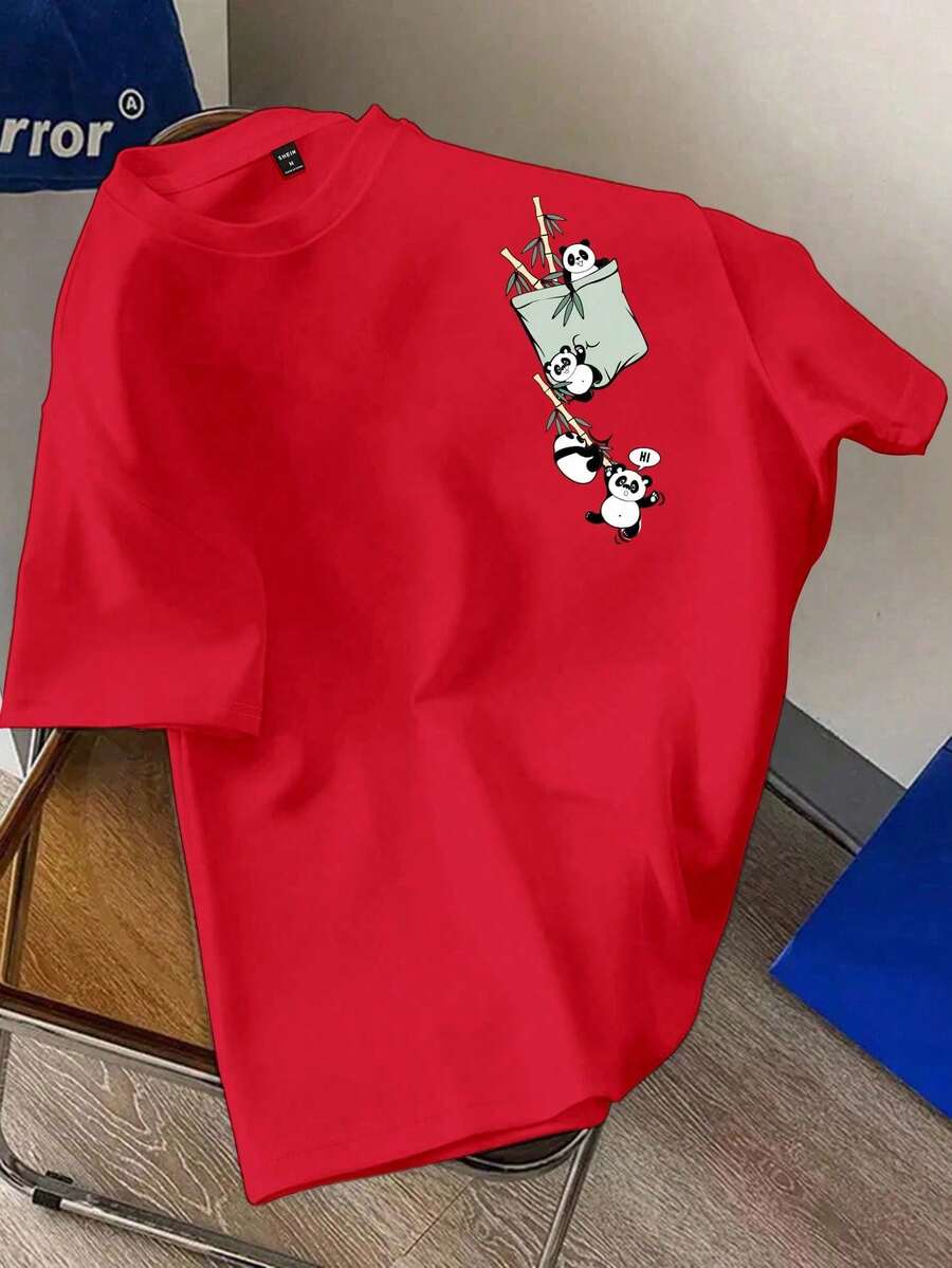 Women's Casual Printed T-Shirt, Short Sleeve And Round Neck, Local Urban Fashion Spring/Summer. Women's Blouses, Women's T-Shirts. 180g (S-XXXL) - 紅色 - 查看 1
