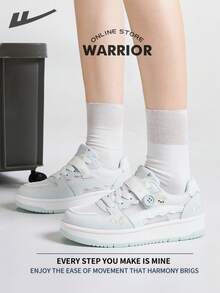 Warrior 女款板鞋 春夏季舒適簡約休閒時尚運動鞋 全年適用 耐磨 全天穿著 訓練跑鞋 - 米/青 - 查看 7